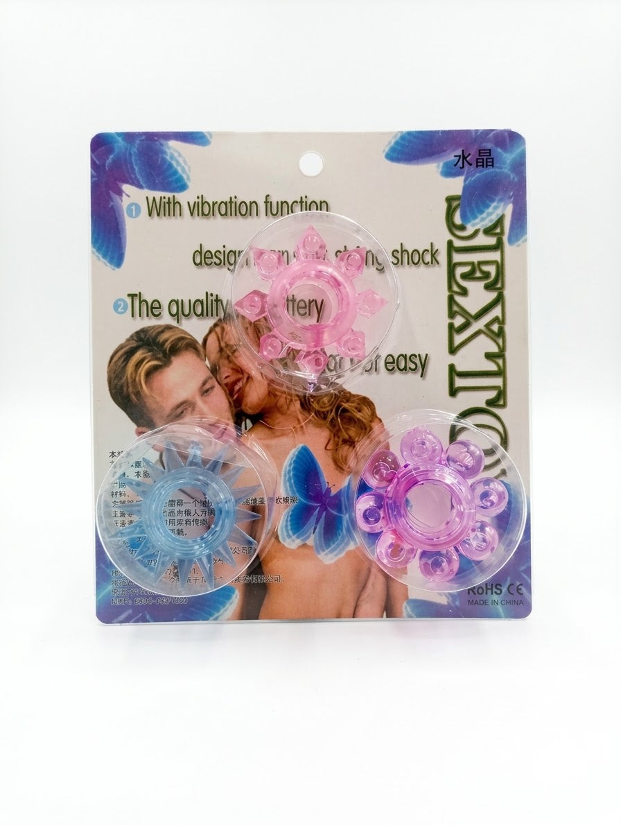 Set de 3 Anillos para Pene con Textura - Silicona Suave y Flexible