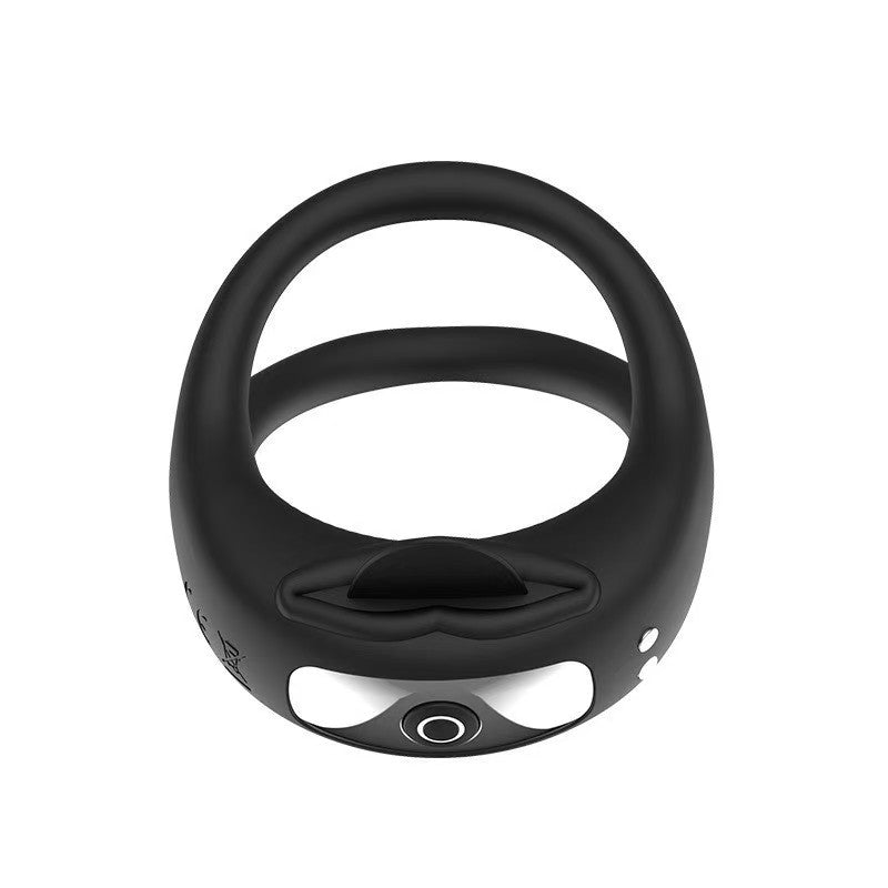 Anillo Vibrador Doble para Pene de Silicona Organica con Carga Magnetica Negro
