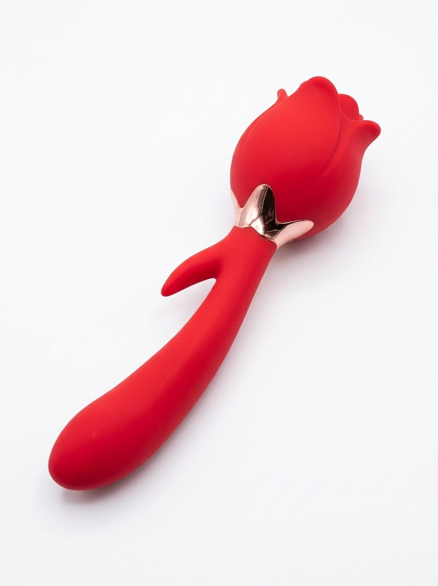 Vibrador en forma de rosa roja con 10 modos