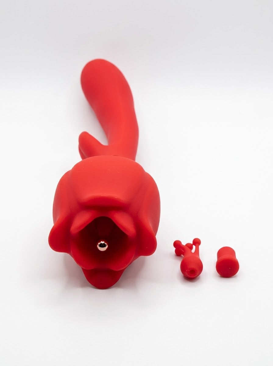 Vibrador en forma de rosa roja con 10 modos