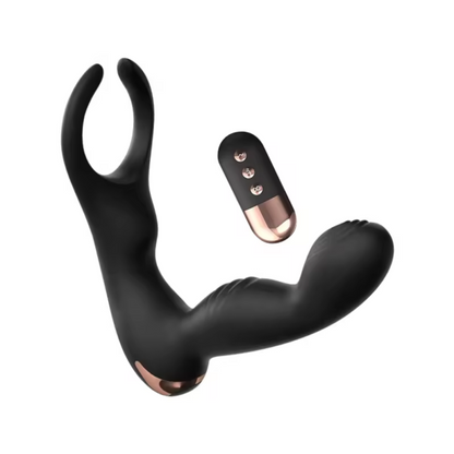 Masajeador de Prostata con Control Remoto y Anillo Vibrador de Silicona