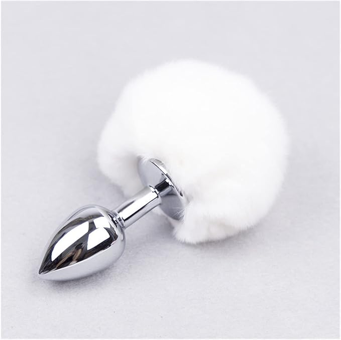 Plug Anal Metálico con Cola de Conejo – 7cm Total 4cm Insertable Principiantes Juegos de Rol
