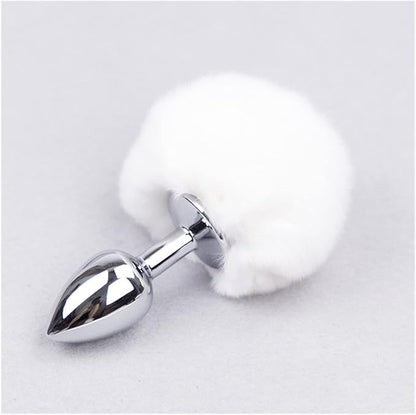 Plug Anal Metálico con Cola de Conejo – 7cm Total 4cm Insertable Principiantes Juegos de Rol