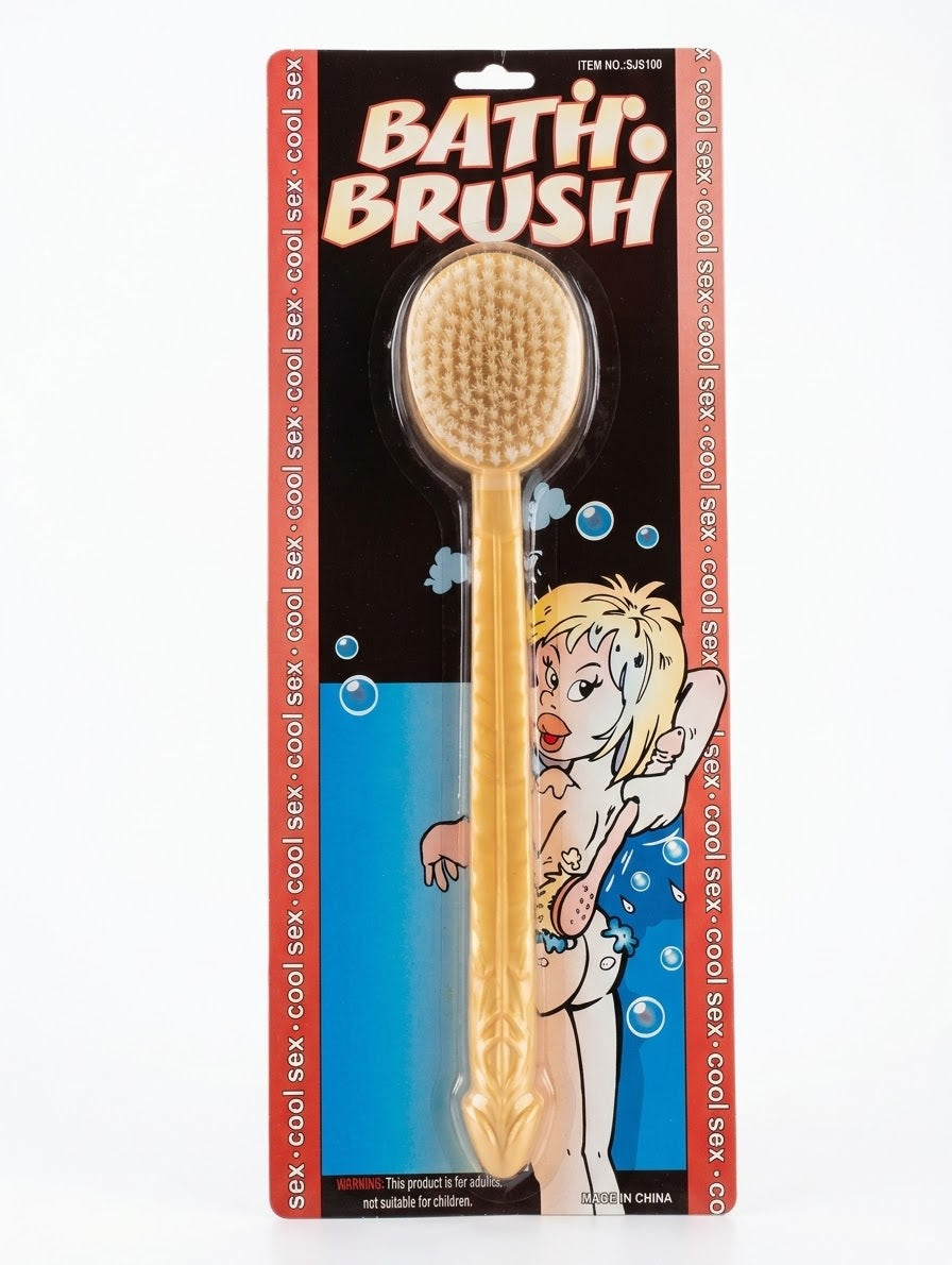 Cepillo de baño con cerdas suaves y mango de diseño original en su empaque