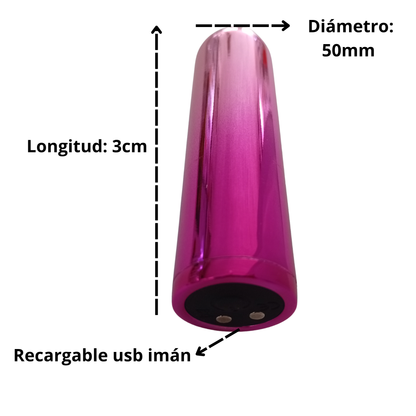 Bala Vibradora Recargable USB Imán Rosa Metálica