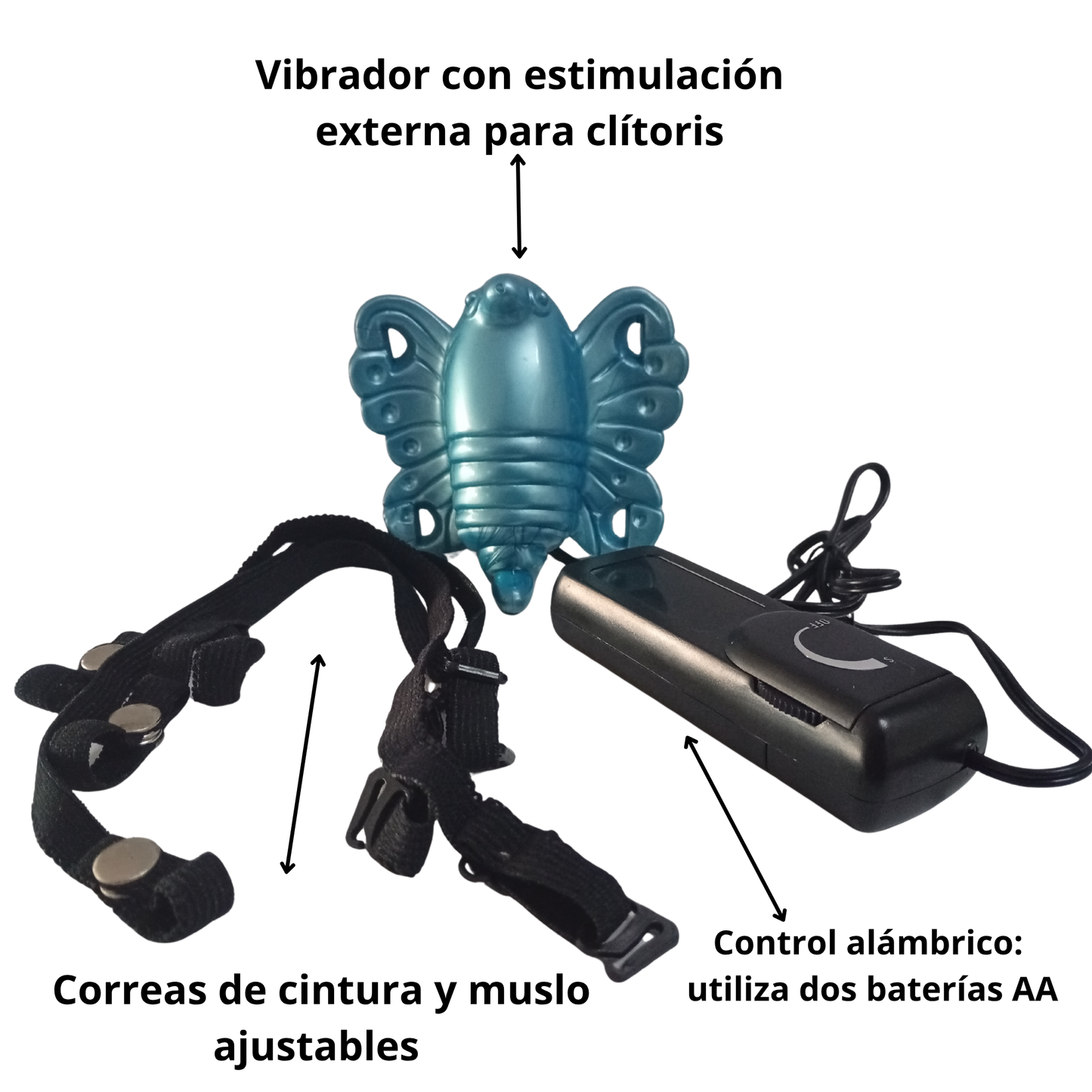 Vibrador Estimulador de Clítoris Mariposa con Correas Ajustables