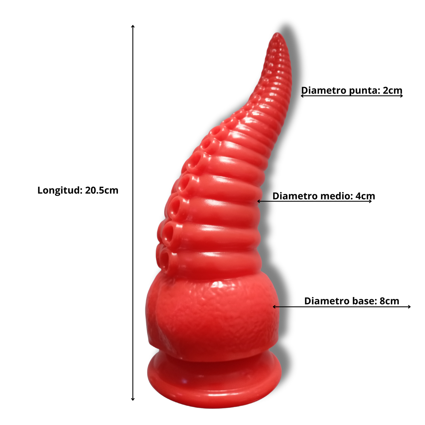 Dildo Tentáculo Rojo con Ventosa 20.5 cm