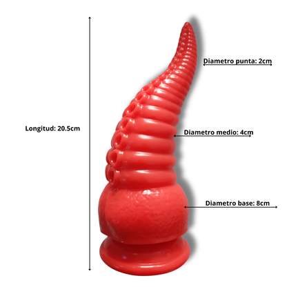 Dildo Tentáculo Rojo con Ventosa 20.5 cm