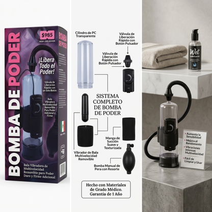 Power Pump - Bomba de Vacío Masculina con Vibrador Bala Extraíble