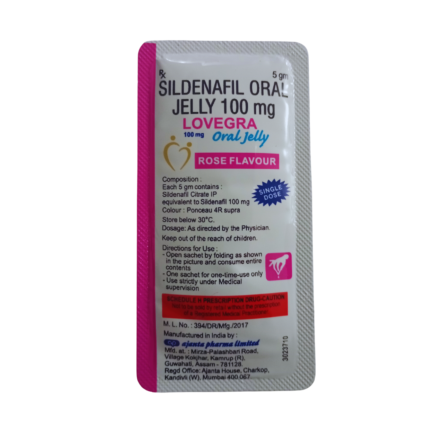 Lovegra Oral Jelly 100 mg - Sabor Rosa