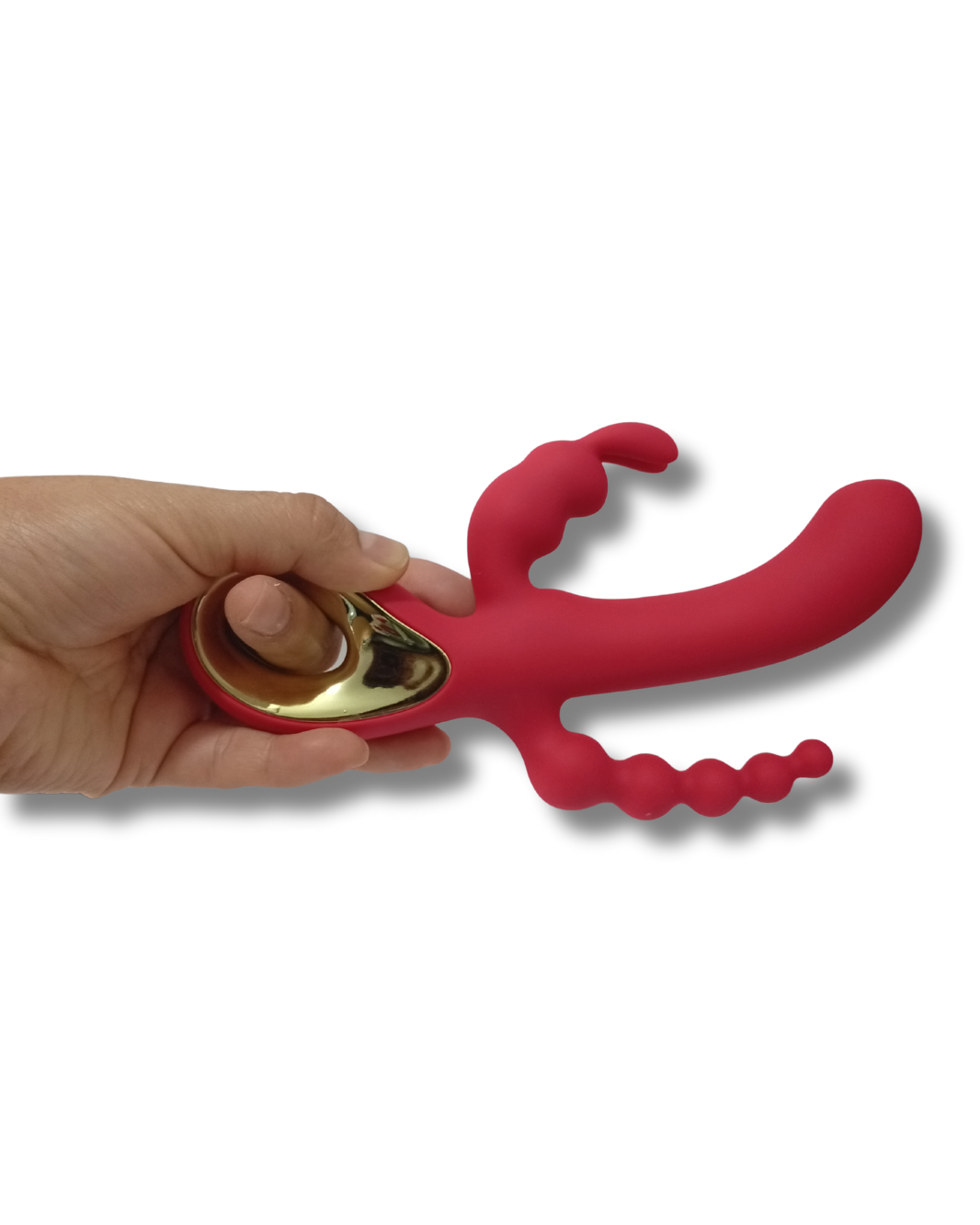 Vibrador Triple Estimulación de Silicona Médica – Recargable, Rojo y Ergonómico | Sexshop México