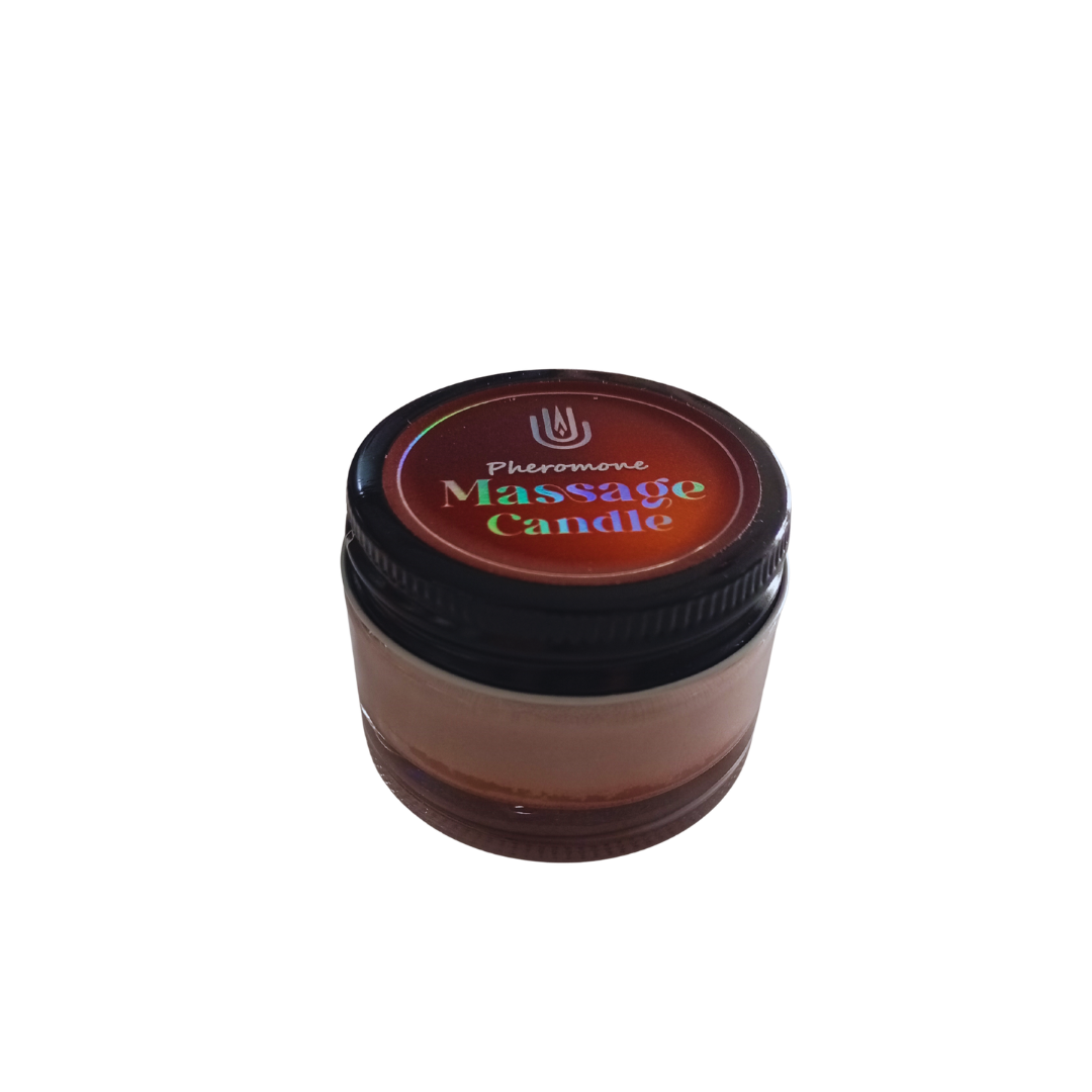 Base de la vela de masaje sabor chocolate con ingredientes y código de barras