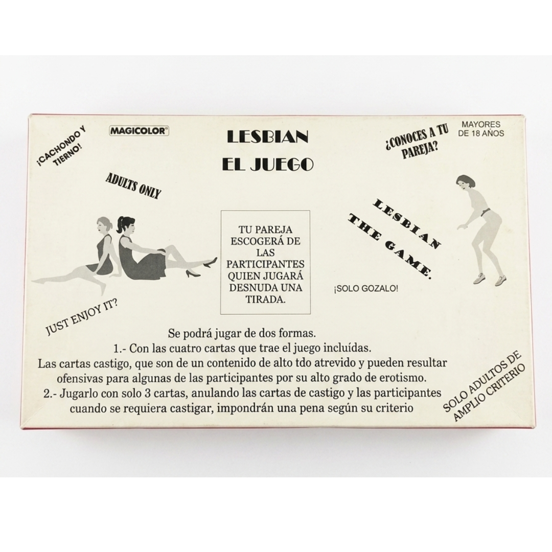 Lesbian El Juego - Reverso con instrucciones del juego de mesa para adultos
