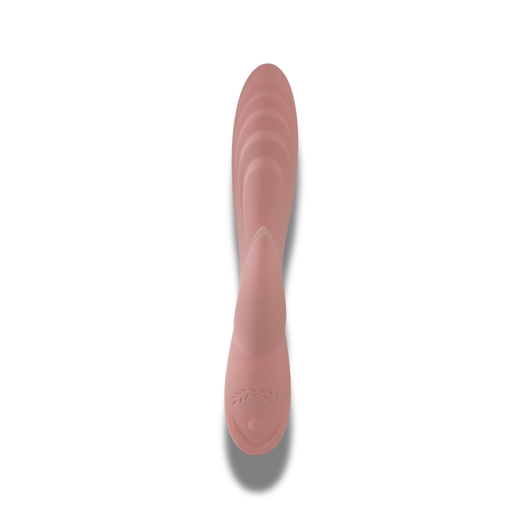 Vibrador ergonómico de doble estimulación con diseño curvo para mayor comodidad