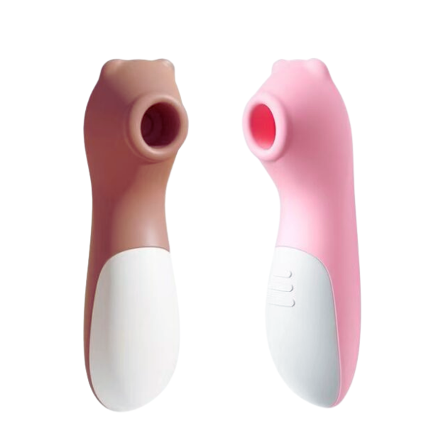 Succionador de silicona rosa - vista lateral con detalle del cabezal de succión