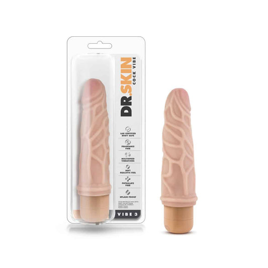 Dr. Skin Cock Vibe 3 - Vibrador Realista 7.25 Pulgadas