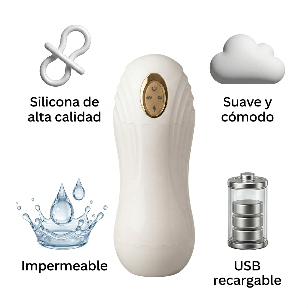 Masturbador Masculino Recargable con Audífonos y Estimulador USB