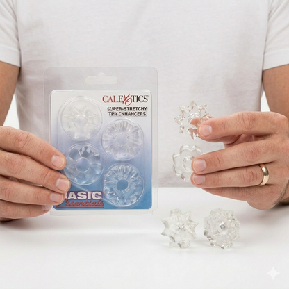 Set de 4 Anillos Penianos Texturizados | TPR Super Flexible | CalExotics Basic Essentials