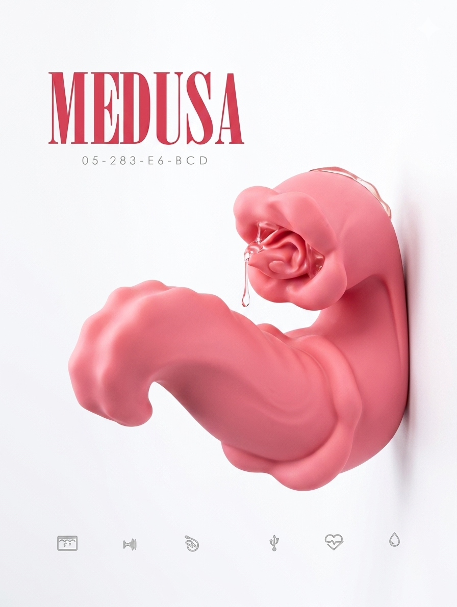 Medusa Vibrador Oral Realista con Lengua y Boca