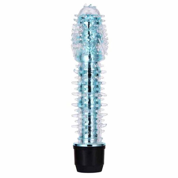 Vibrador con textura en espiral TPE transparente en 4 colores: púrpura, rosa, azul y rosa claro