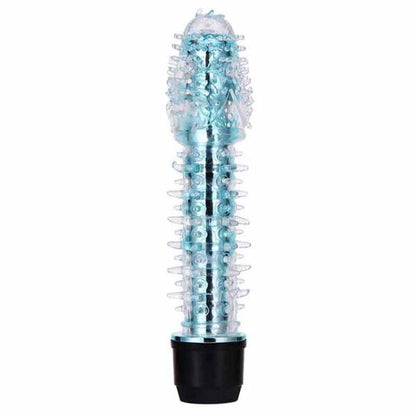 Vibrador con textura en espiral TPE transparente en 4 colores: púrpura, rosa, azul y rosa claro