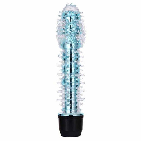 Vibrador con textura en espiral TPE transparente en 4 colores: púrpura, rosa, azul y rosa claro