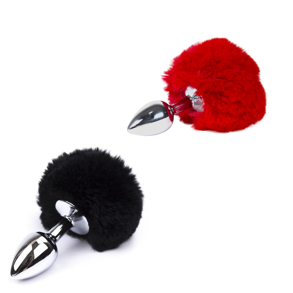 Plug Anal Metálico con Cola de Conejo – 7cm Total 4cm Insertable Principiantes Juegos de Rol