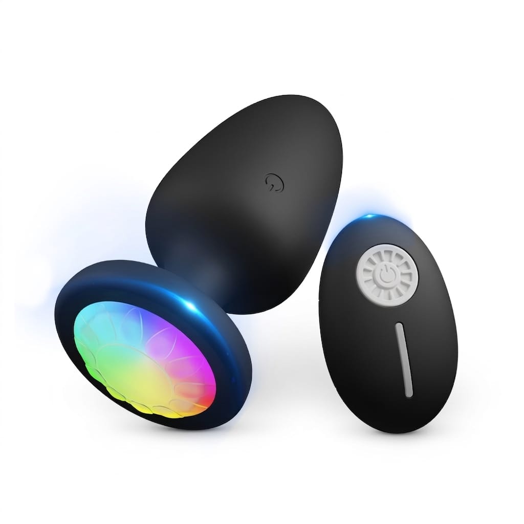 Plug Anal con Luz LED RGB y Control Remoto Inalámbrico – Silicona Premium Recargable