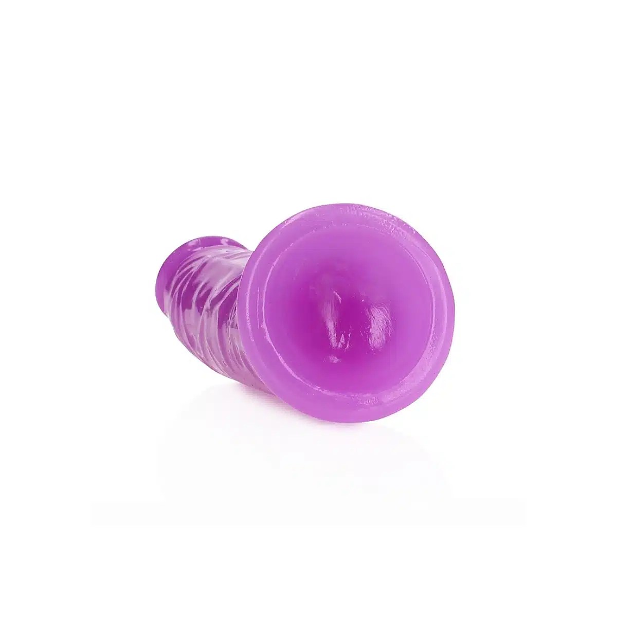 RealRock Glow morado flexible con ventosa, 15.5 cm insertables