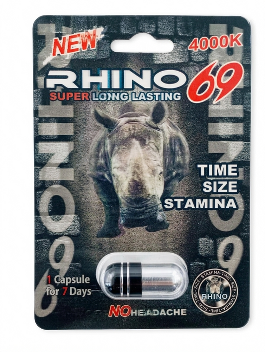 Rhino 69 4000K - Suplemento de Resistencia Masculina