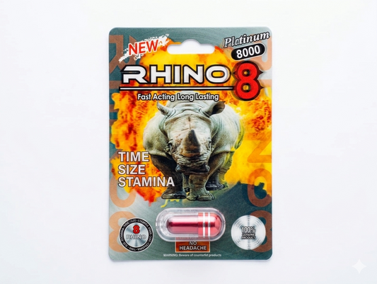 Rhino 8 Platinum 8000 - Suplemento de Rendimiento Masculino