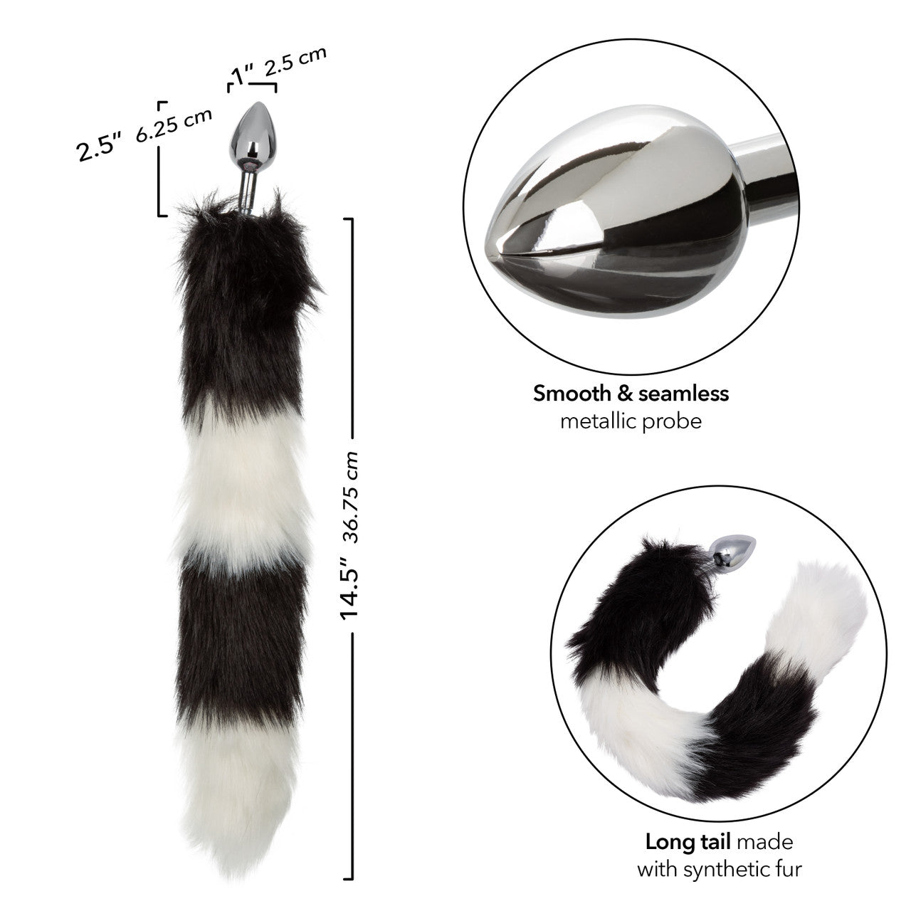 Plug Anal con Cola Running Wild Black & White Tail – CalExotics
