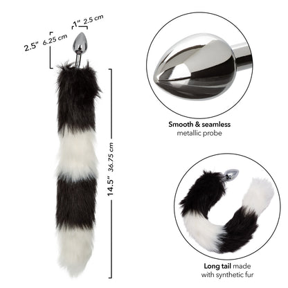 Plug Anal con Cola Running Wild Black & White Tail – CalExotics