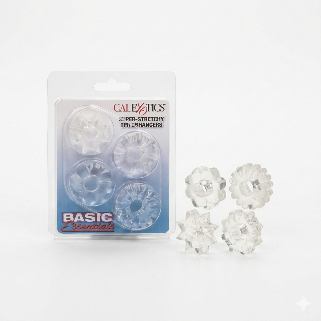 Set de 4 Anillos Penianos Texturizados | TPR Super Flexible | CalExotics Basic Essentials