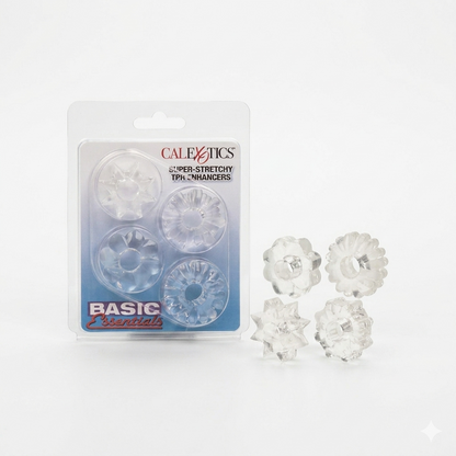Set de 4 Anillos Penianos Texturizados | TPR Super Flexible | CalExotics Basic Essentials