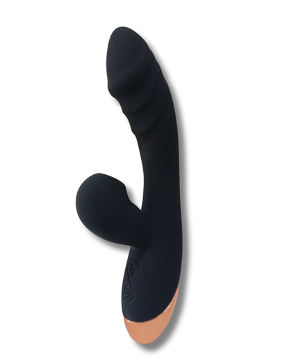 Vibrador Negro 2 en 1 con Succionador y Lengua – Silicona Premium, Recargable y Estimulación Totalidad | Sexshop México
