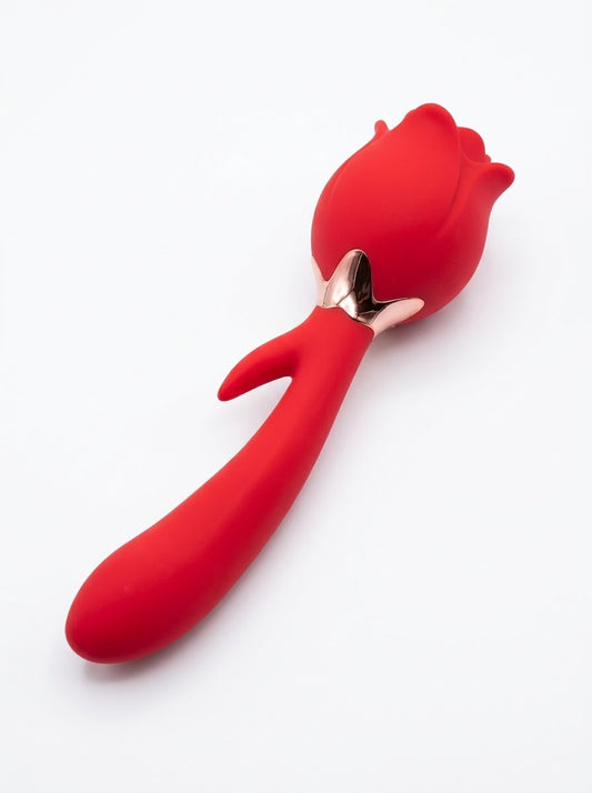 Vibrador en forma de rosa roja con 10 modos