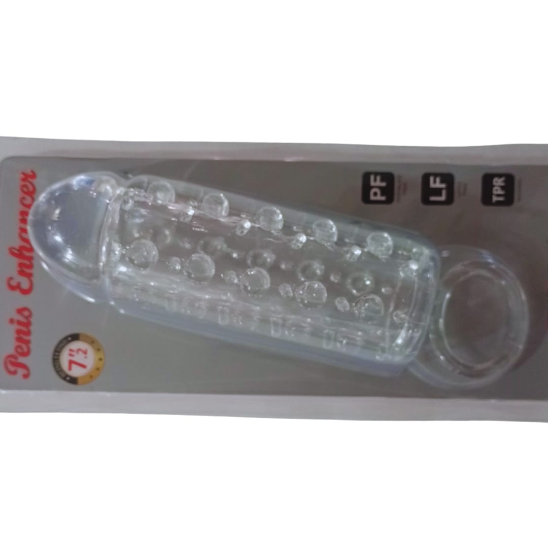 Funda extensora Penis Enhancer vista lateral con certificaciones PF LF TPR