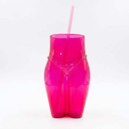Vaso Silueta Femenina con Popote - Varios Colores