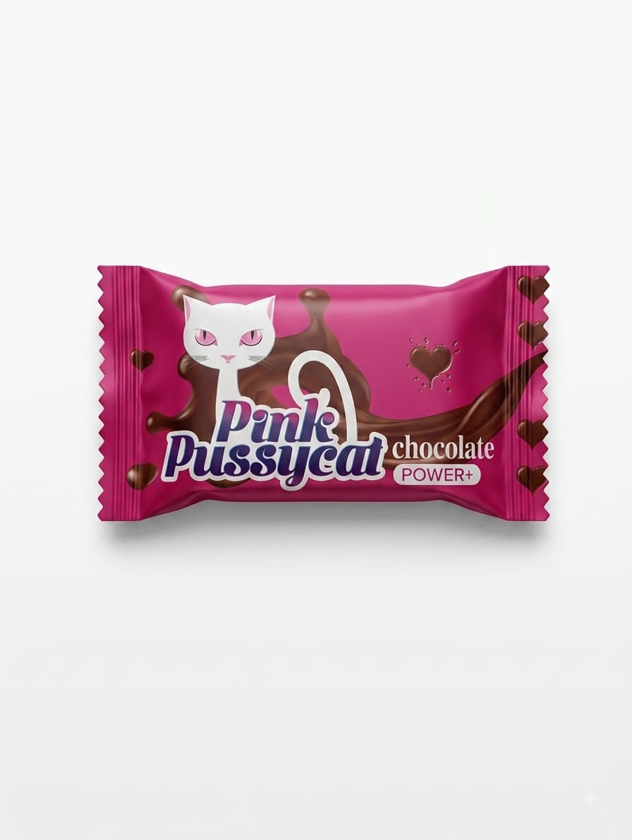 Pink Pussycat Chocolate Power+ Chocovip - Pieza individual de 10g envuelta en empaque rosa
