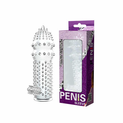 Funda extensora transparente texturizada con puntas y perlas vista lateral