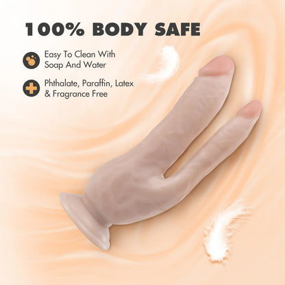 Dr. Skin by Blush® – Dildo Doble Penetración 20 cm con Ventosa