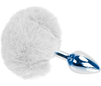 Plug Anal Metálico con Cola de Conejo – 7cm Total 4cm Insertable Principiantes Juegos de Rol