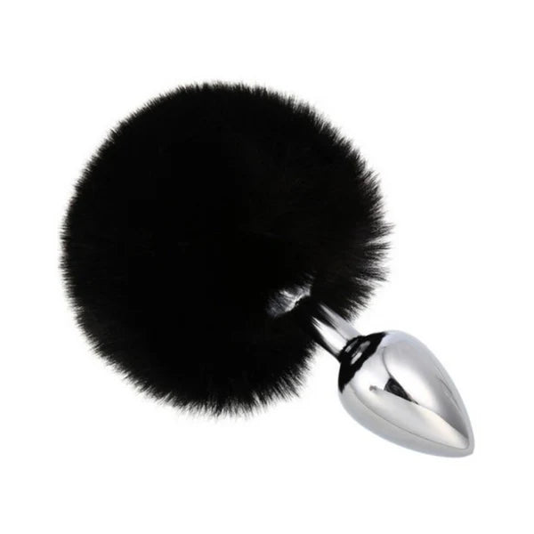 Plug Anal Metálico con Cola de Conejo – 7cm Total 4cm Insertable Principiantes Juegos de Rol