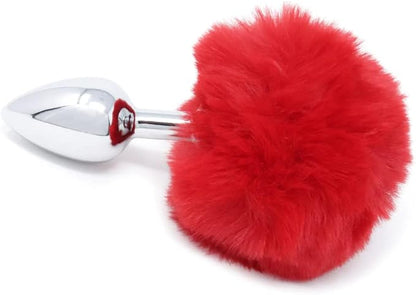 Plug Anal Metálico con Cola de Conejo – 7cm Total 4cm Insertable Principiantes Juegos de Rol