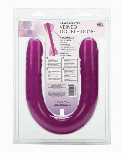Dildo Doble Flexible en Forma de U con Aroma a Uva – 43.25cm Silicona Médica Resistente al Agua