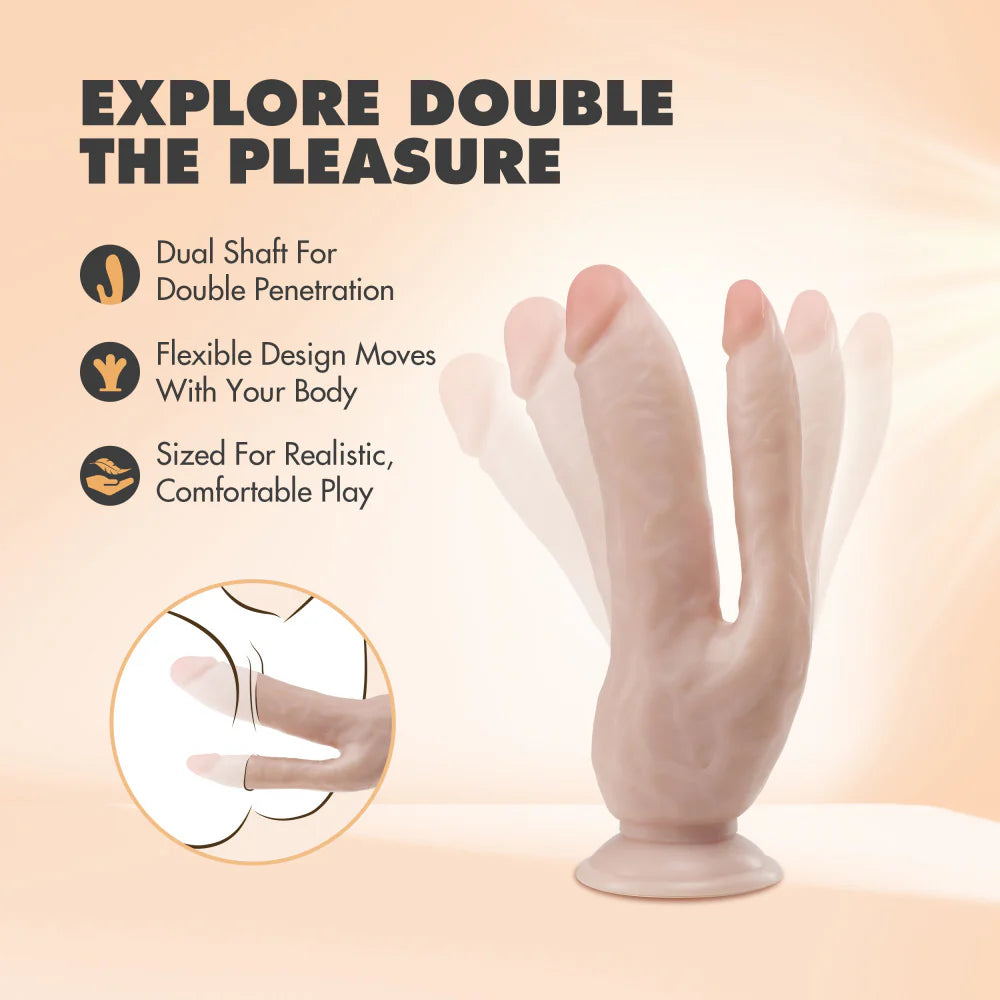 Dr. Skin by Blush® – Dildo Doble Penetración 20 cm con Ventosa