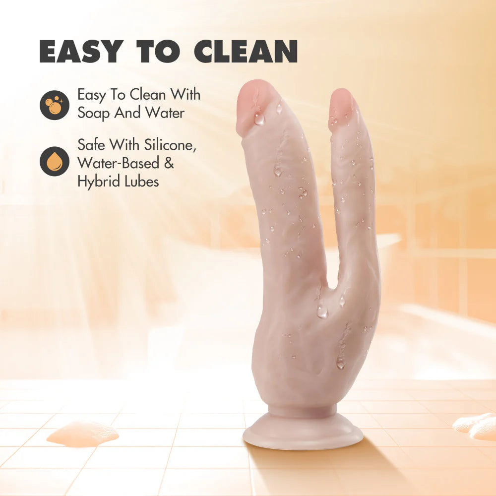 Dr. Skin by Blush® – Dildo Doble Penetración 20 cm con Ventosa