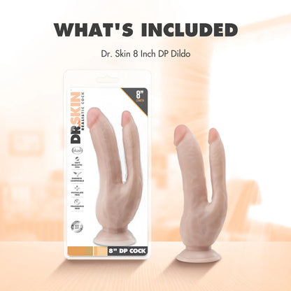 Dr. Skin by Blush® – Dildo Doble Penetración 20 cm con Ventosa