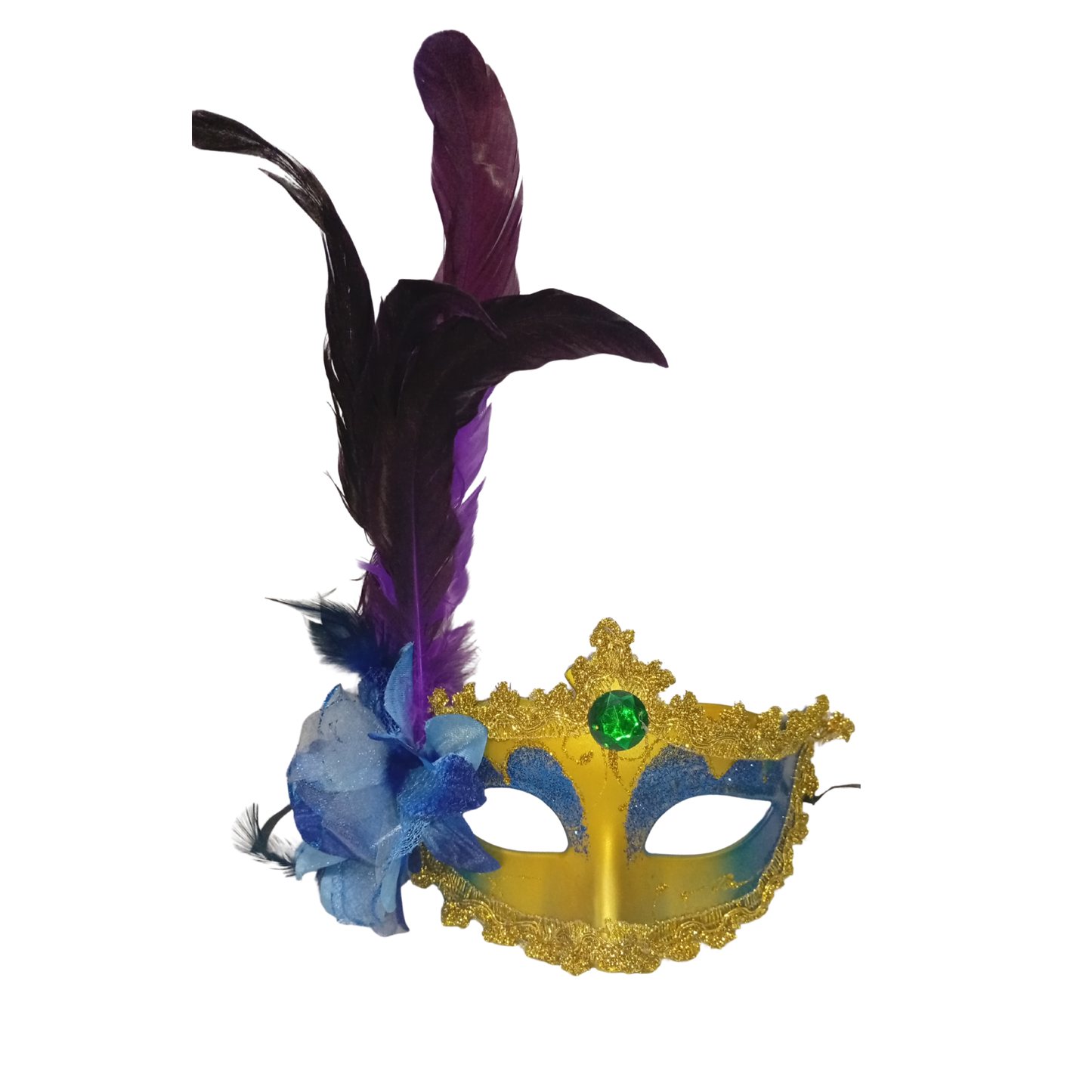 Antifaz Veneciano con Plumas y Flor